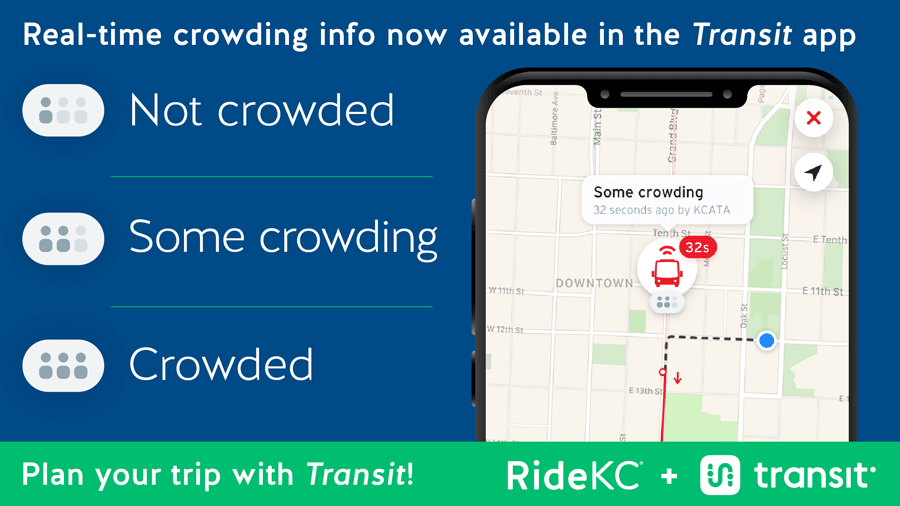 Example of crowding information shown in Transit App. Also includes the icons and words 